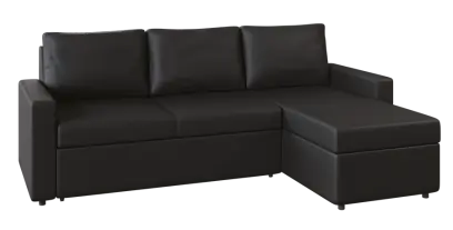 REGINA, rohová pohovka, koženka černá